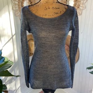 Express Gray Open Knit Mohair Alpaca Sweater Sz S